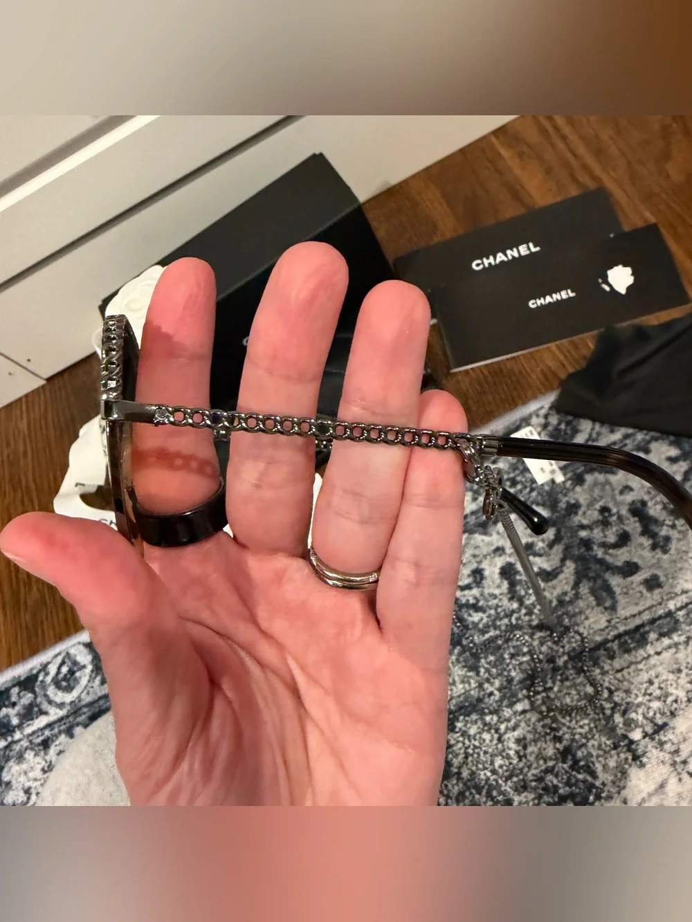Chanel Pantos Sunglasses with Chain Brown Lenses